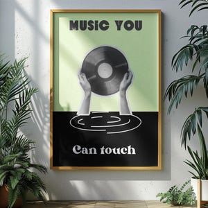 Music You Can Touch Vinyl Record Poster | Retro Music Wall Art | Minimalist Music Print | Vintage Record Decor