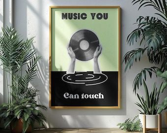 de musique que vous pouvez toucher affiche pour disque vinyle | Art mural musique rétro | Impression de musique minimaliste | Décoration de disque vintage