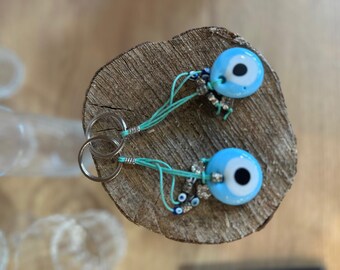 Nazar handcrafted, evil eye, nazar handcrafted keychain, protection, sky blue nazar Eden k