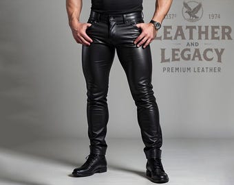 Cow Leather Handmade Pant-Genuine Leather Black leather Pant For Men