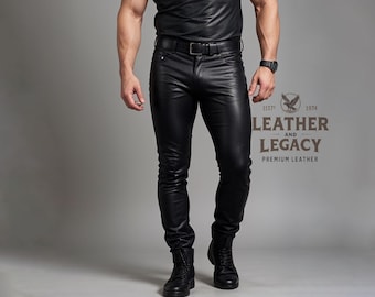 Real Leather Men's Handmade Pants-High Quality Leather Pants