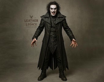 Handmade Genuine Black Leather Full Suit For Men - High Quality Sheep Leather Steampunk Cost With Vest And Pant - Coplay Costume