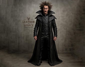 Genuine Black Leather Full Suit With Coat Vest And Pant For Men - Handmade Premium Leather Cosplay Costume
