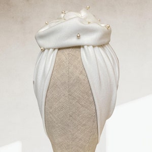 Luxury turban for women with pearls, instant hijab, chemo hat, handmade in London