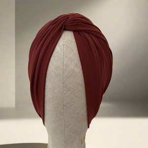luxury cross maroon  turban for women, turban hijab, chemo hat, handmade in London