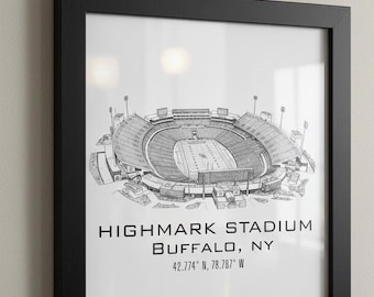 Buffalo Bills Print, Highmark Stadium Poster, NFL Stadium Poster, Sports Poster, Mid Century Modern, Coordinates Print, Digital Print