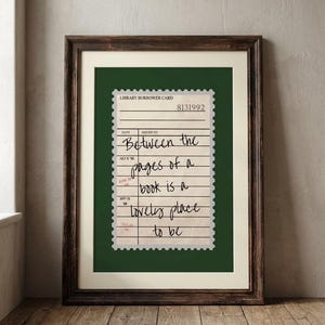 Between The Pages of a Book Vintage Library Card Print: Aesthetic Wall Art for Bookworms, Trendy Digital Download