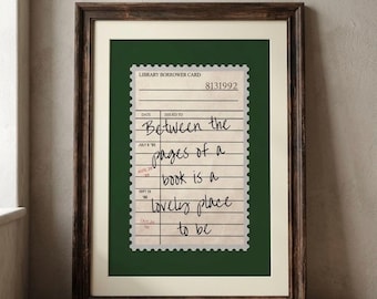 Between The Pages of a Book Vintage Library Card Print: Aesthetic Wall Art for Bookworms, Trendy Digital Download