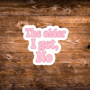Funny Sticker, The Older I Get No, Funny Gift for Friend, Laptop Decals, Stickers for Water Bottles, Quirky Home Decor, Gift for birthday
