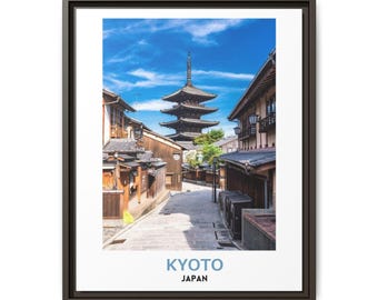 Kyoto Japan Fotodruck: Pagode & Straßenansicht Wandkunst
