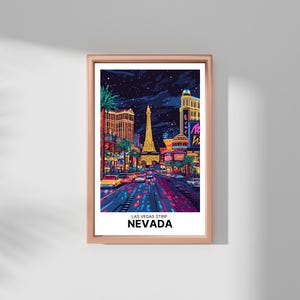 Las Vegas Strip Skyline Wall Art, Las Vegas Canvas Print, Nevada Travel Poster, Vegas Night Photo, Sin City Decor, Casino Lights Artwork