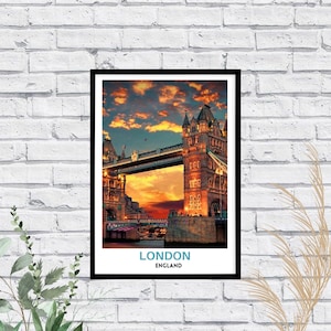 London Skyline Rolled Poster | Vintage Travel Art, Home Decor, Wall Art, Gift for Travelers, Unique Wall Art Decor, London Decor