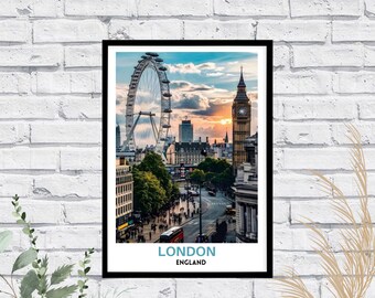 London Skyline Poster: Vintage Travel Art, Unique Wall Decor