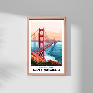 Golden Gate Bridge Watercolor San Francisco Art Print Modern Travel Gift for Contemporary Home Housewarming Gift for California Travel