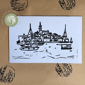 Original Rovinj Linoldruck Karte