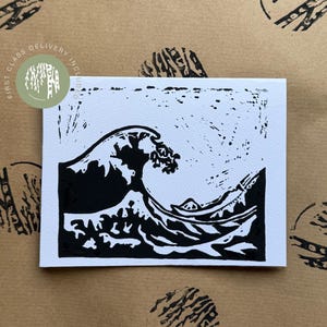 Originele Great Wave-kaart met linoprint