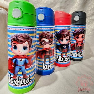 Superhero 12oz Kids Tumbler, Superhero Tumbler, Superhero Water Bottle, Superhero Boy Water Bottle, Superhero Bottle, Birthday Gift for Kids