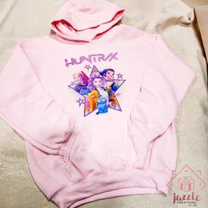 KPop Demon Hunter Kids & Adult Hoodies,Huntrix, KPOP Demon Hunters Sweater, KPOP Demon Hunter Kids Hoodie, Huntrix Pink/Purple