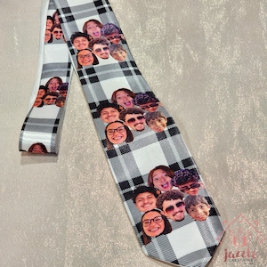 Custom Photo NeckTie, Personalized Face Photo Tie, Plaid Photo Face Neckties, Dad Necktie, Neckties For Men, Gift for Dad, Father&#39;s Day Gift
