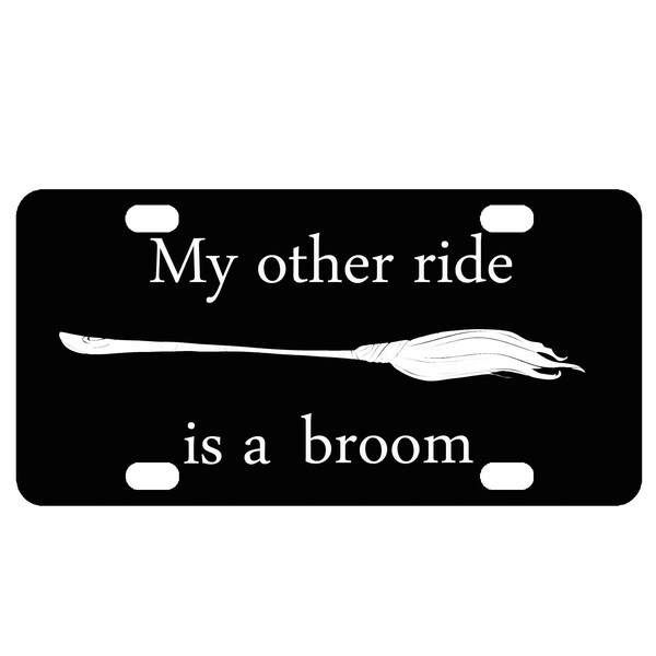 My Other Ride Is A Broom Witch's Personalized Mini License Plate-Bike Plate-Kid's Door Sign