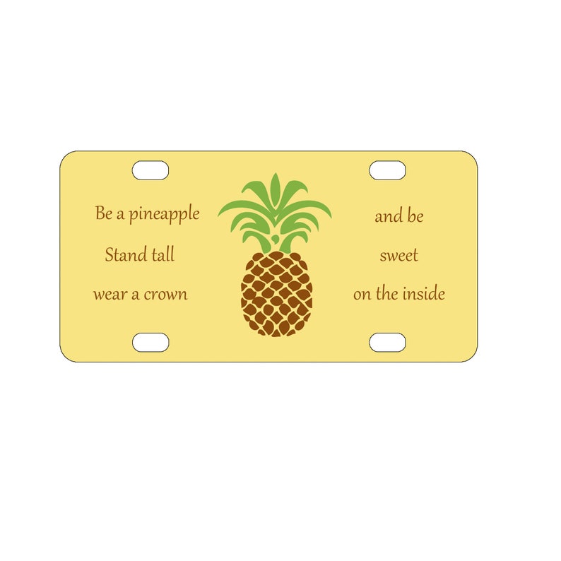 Pineapple With Quote Personalized Mini License Plate-Bike Plate-Kid/'s Door Sign-Fruity Gift