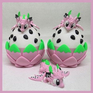 Mignon imprimé 3D dragon fruit du dragon en fruit du dragon oeuf fantaisie figurine cadeau fait main unique flexi