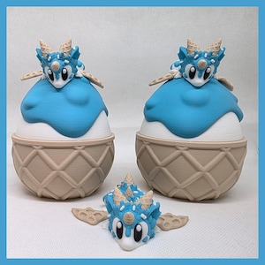 Cute 3D Printed Sugar rush Dragon in Ice Cream Cone Egg | Fantasy Figurine | Unique Handmade Gift