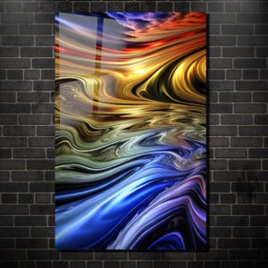 Abstract  Art on Tempered Glass-Extra Large Wall Art-Panoromic Wall Art-Colorful Wall Art-Housewarming Gift-Modern Wall Hanging-Home Decor