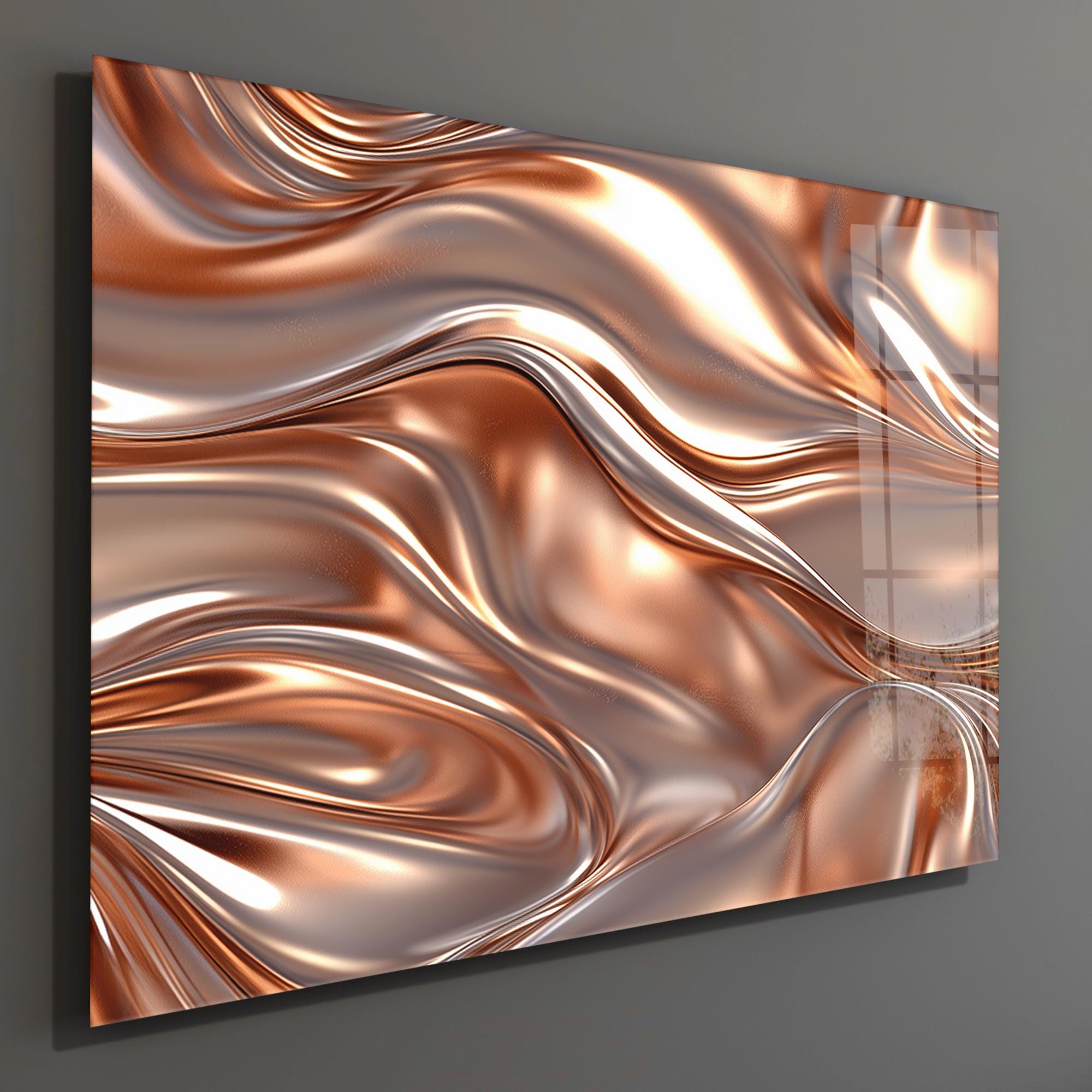Art Mural Abstrait Métal R Toomer - Or Cuivre Sarcelle Marine Et Argent, 3D, Neuf