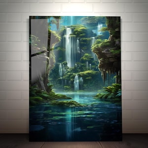 Waterfall Tempered Glass Art, Waterfall View Wall Art, Nature Landscape Art,Nature Landscape Decor, Wall Hangings,Housewarming Gifts