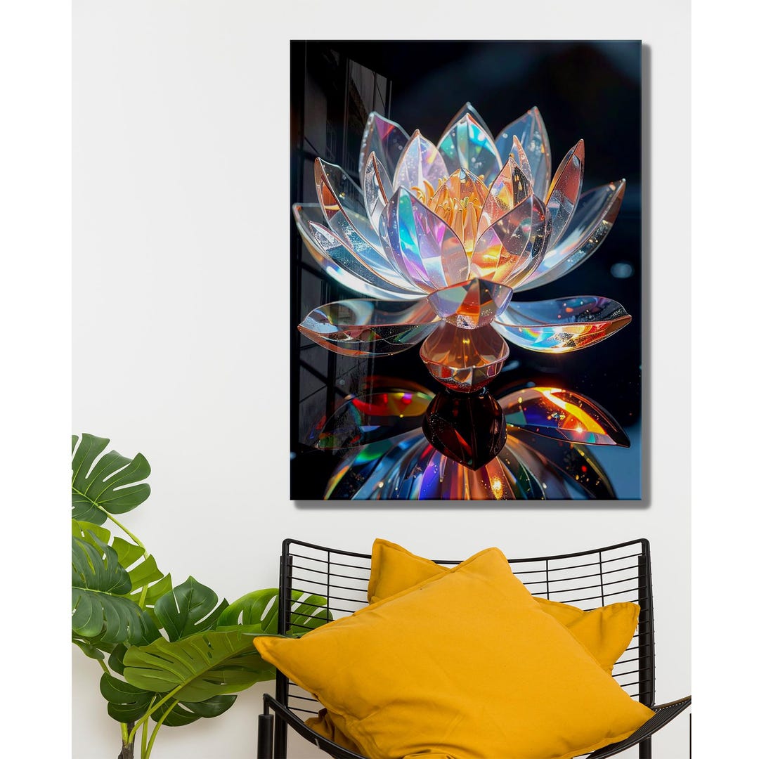 Crystal Lotus Flower Glass Art – Elegant Modern Wall Decor - Etsy