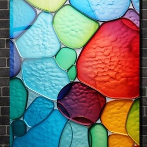 Vibrant Color Stained Glass Pattern-Home Decor-Tempered Glass Wall Art for Living Room-Housewarming Gift-Gift for Mom-Mosaic Art for Office