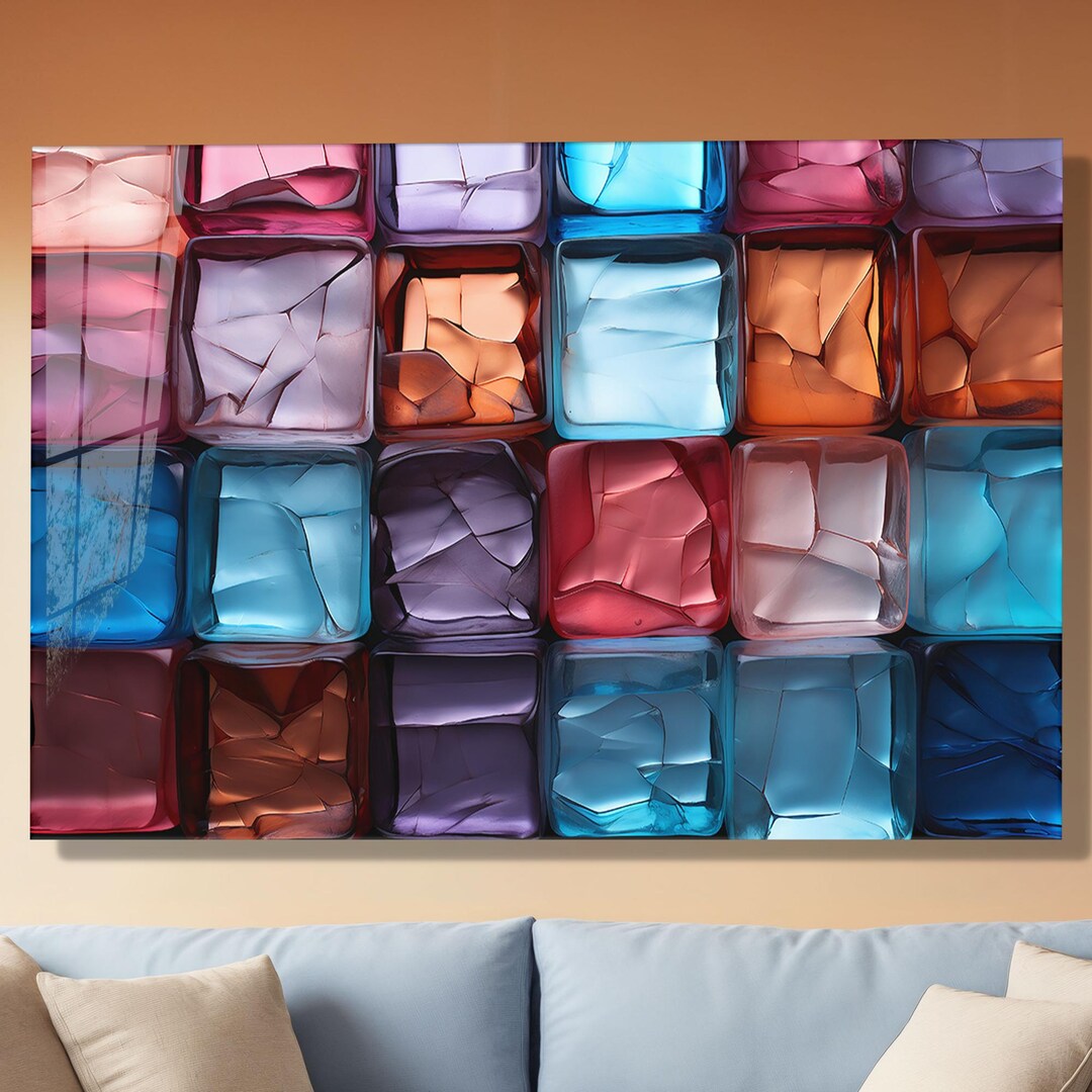 Tempered Glass Wall Art | Colorful Glass Block Mosaic | Modern Abstract ...