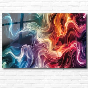 Colorful Abstract Art on Tempered Glass-Tempered Glass Wall Art-Fractal Art-Large Wall Art-Panoromic Wall Art-Glass Wall Art-Wall Hanging