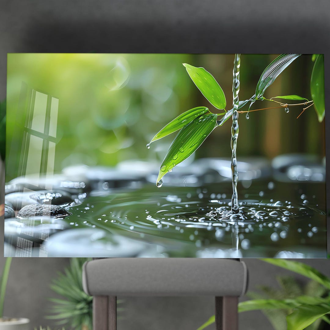 Zen Garden Tempered Glass Wall Art: Bamboo & Stones - Calming Home ...
