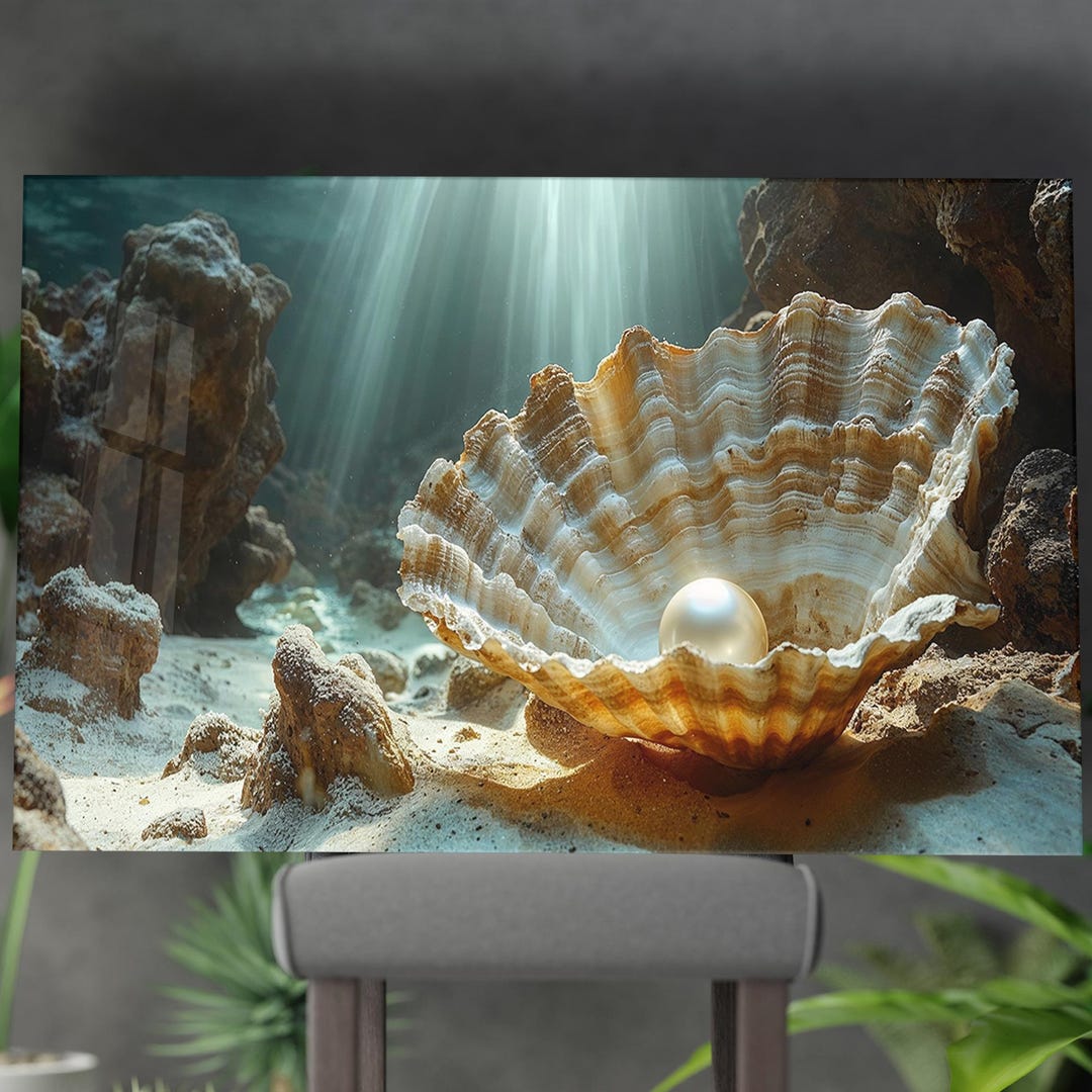 Pearl Seashell Tempered Glass Wall Art – Coastal Ocean Decor - Etsy