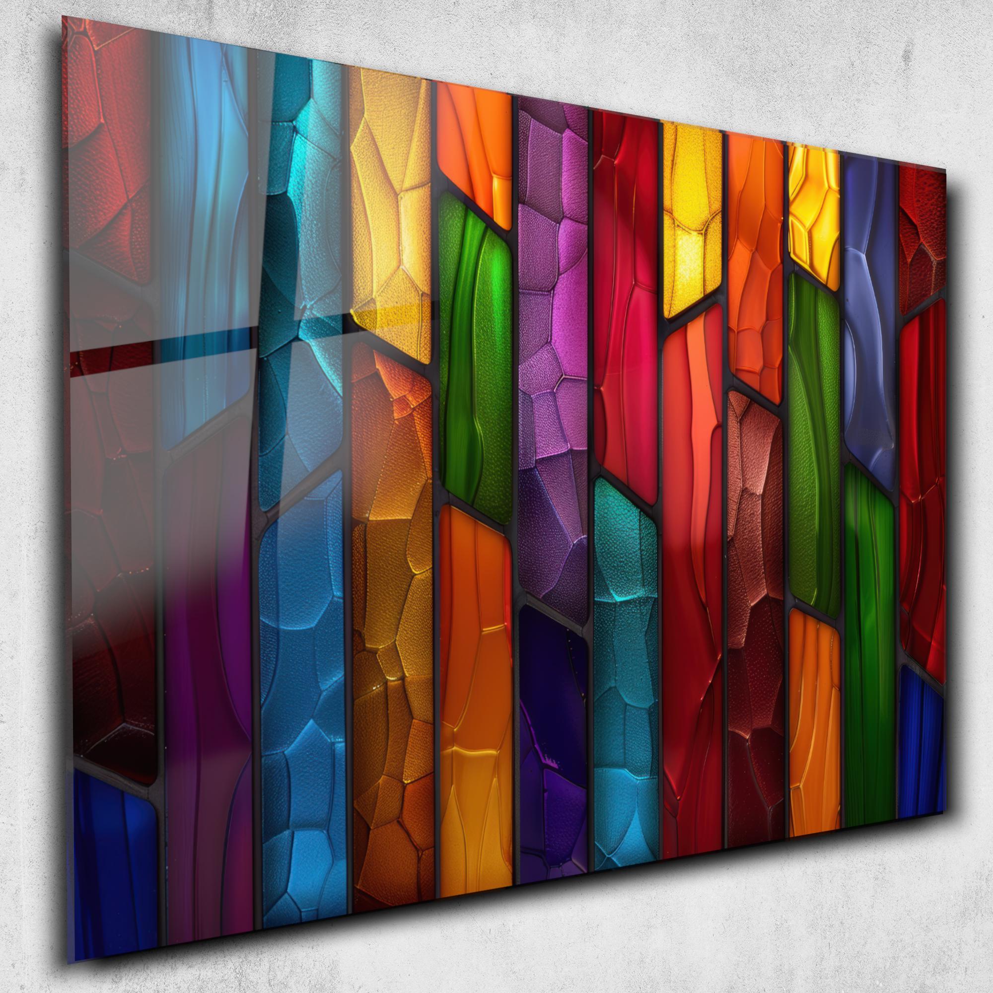Colorful Abstract Stained Glass Look Tempered Glass Wall Art - Etsy