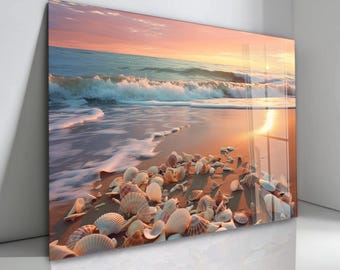 Maui Sunset Beach Acrylic Glass Wall Art: Coastal Seascape Decor