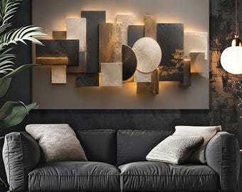 Tempered Glass Wall Art, Gold Agate Marble, Geometric Abstract Decor