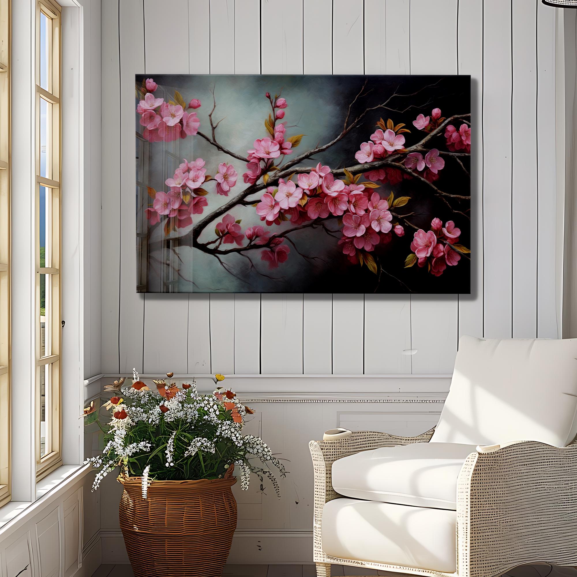 Cherry Blossom Tempered Glass Wall Art: Japanese Zen Decor - Etsy