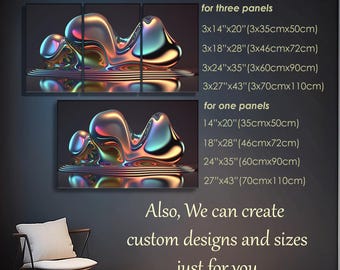 Iridescent Liquid Glass Wall Art, Chrome Metallic Finish - Etsy