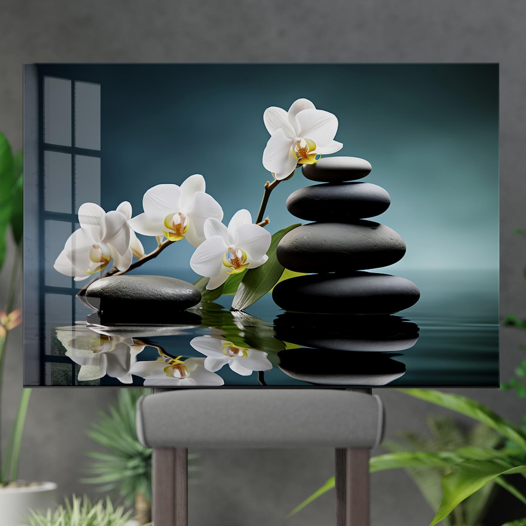 Zen Orchid & Stones Tempered Glass Wall Art: Spa Decor - Etsy