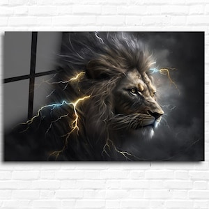 Majestic Lion Glass Wall Art, Wild Animal Photography, Large Tempered Glass Print, Safari King Home Decor, Luxury Wildlife Wall Art,Lion Art
