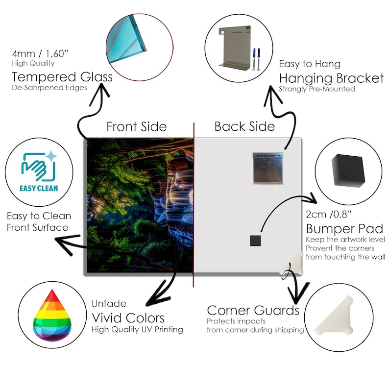 Tempered Glass Waterfall Wall Art: Modern Panoramic Landscape image 17