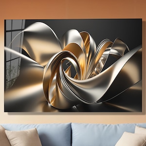 Abstract Metallic Tempered Glass Wall Art: Modern Home Decor