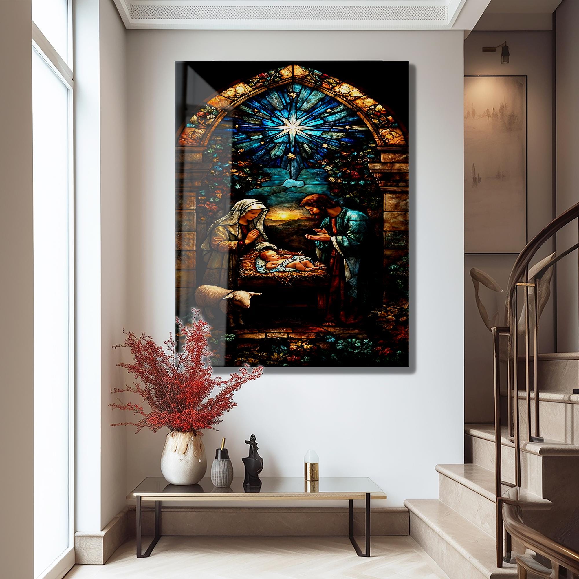 Tempered Glass Holy Family Wall Art: Christmas Nativity Scene - Etsy