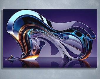 Purple and Gold Abstract Tempered Glass Wall Art: Modern Metallic Decor