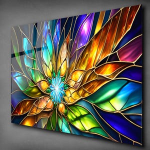 Fractal Mosaic Stained Glass Wall Art-Vibrant Tempered Glass Art-Abstract Wall Art-Large Wall Decor-Glass Wall Art-Housewarming Gift