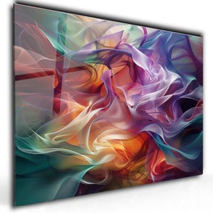 Colorful Abstract Art on Tempered Glass - Tempered Glass Wall Art - Extra Large Wall Art - Panoromic Wall Art - Glass Wall Art-Wall Hangings