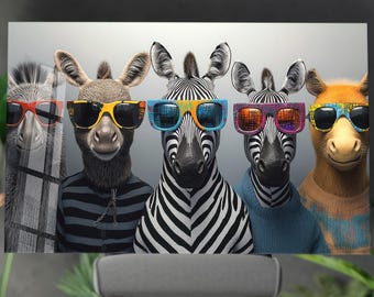 Pop Art Zebra Tempered Glass Wall Art: Funny Animal Decor